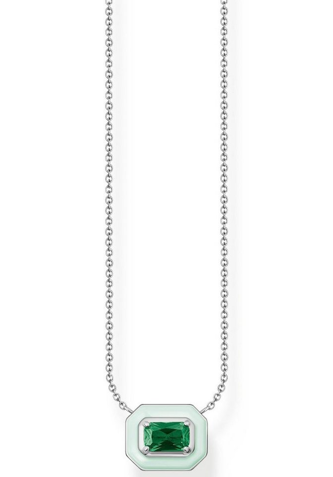 THOMAS SABO Kette mit Anhänger mit grünem Stein, KE2186-496-6-L45V, mit Glas-Keramik Stein von THOMAS SABO