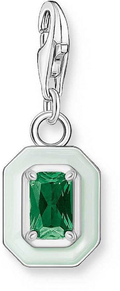 THOMAS SABO Kettenanhänger Charm Anhänger Grüner 3D Stein - 925 Sterlingsilber von THOMAS SABO