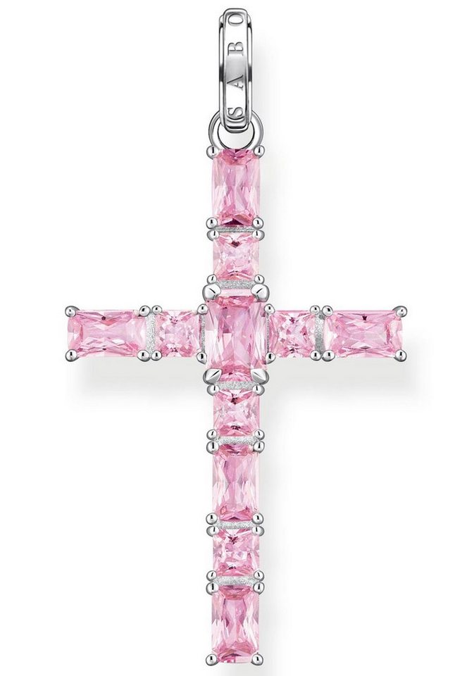 THOMAS SABO Kettenanhänger Kreuz pinke oder bunte Steine, PE939-051-9, PE939-073-7, mit Spinell (synth), Zirkonia (synth), Korund (synth) von THOMAS SABO