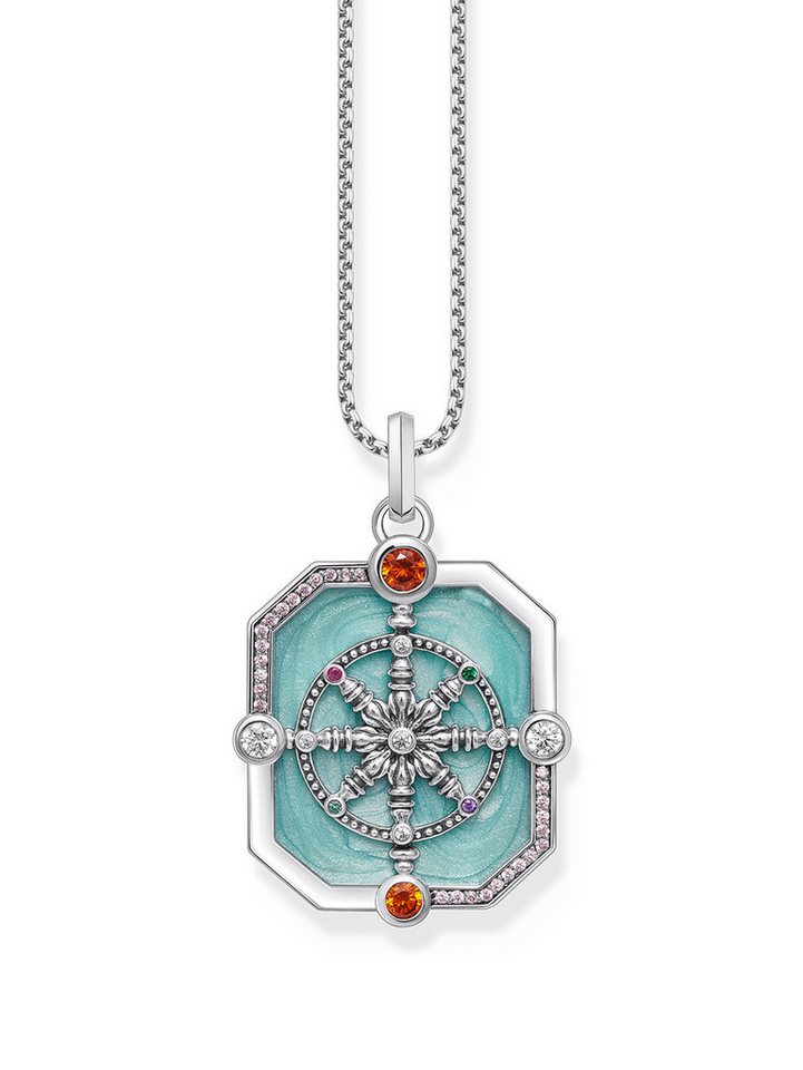 THOMAS SABO Kette mit Anhänger Thomas Sabo PE961-340-7 Silberner Kettenanhänger Wheel of Karma + Zir von THOMAS SABO