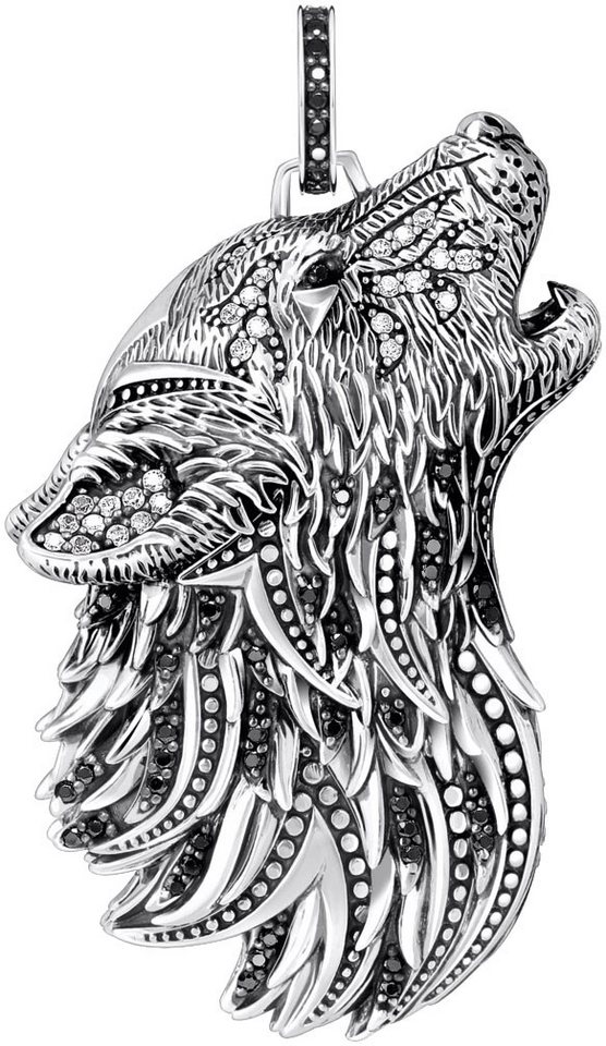 THOMAS SABO Kettenanhänger Wolf-Profil, mit Zirkonia (synth) von THOMAS SABO