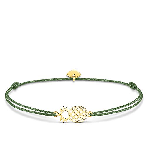 Thomas Sabo Little Secret Armband Ananas 925 Sterlingsilber, gelbgoldvergoldet/Nylon Grün von THOMAS SABO