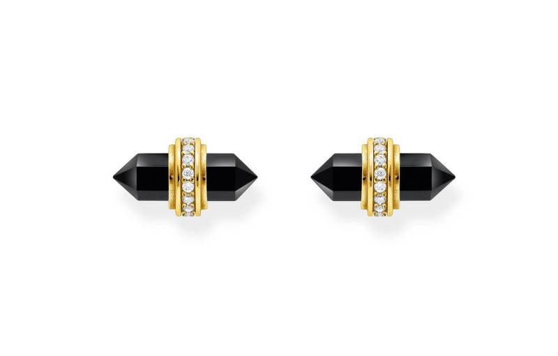 THOMAS SABO Ohrring-Set Thomas Sabo Ohrstecker H2281-177-11 Silber vergoldet schwarzer Onyx von THOMAS SABO