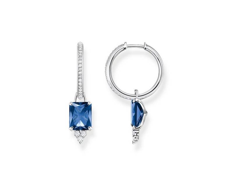 THOMAS SABO Paar Creolen CR684-166-1 Creolen Ohrringe Damen mit Blauem Stein Zirkonia Silber von THOMAS SABO