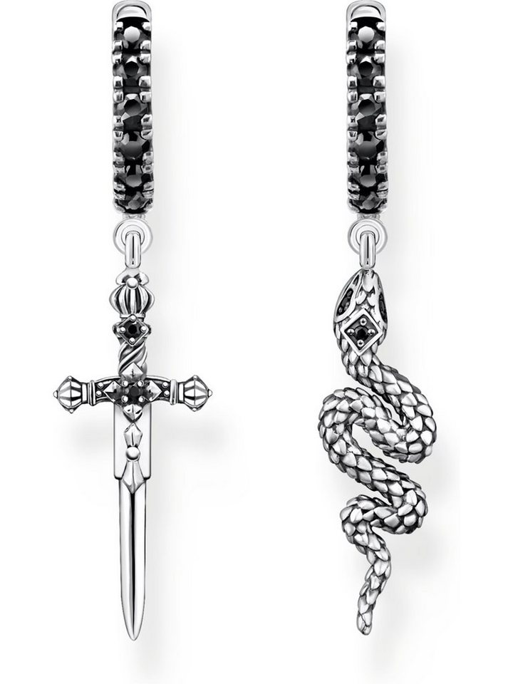 THOMAS SABO Paar Creolen Thomas Sabo Unisex-Creolen 925er Silber Zirkonia (Paar), Rebel at heart von THOMAS SABO