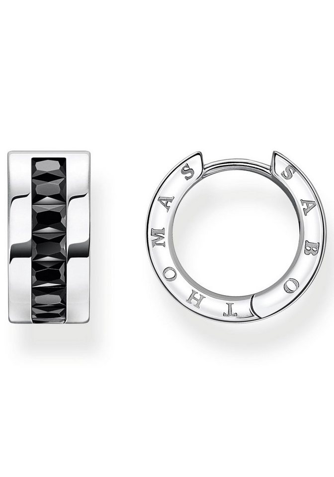 THOMAS SABO Paar Creolen schwarze Steine pavé, weiße Steine Pavé, CR670-051-14, CR670-643-11, mit Zirkonia (synth) von THOMAS SABO