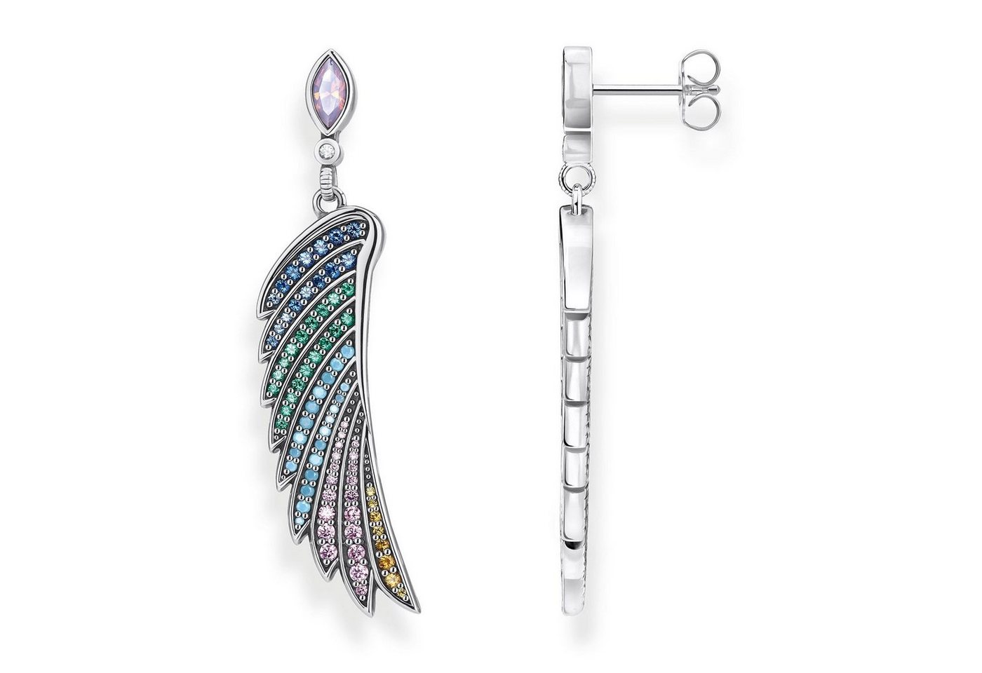 THOMAS SABO Paar Ohrhänger Bunter Kolibri-Flügel Silber von THOMAS SABO