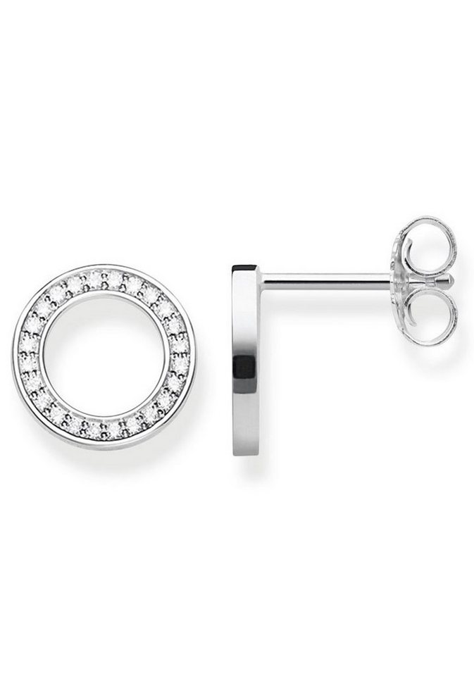 THOMAS SABO Paar Ohrstecker Kreise Groß bunt oder weiß, mit Glas-Keramik Stein, Korund, Spinell, Zirkonia (synth) von THOMAS SABO