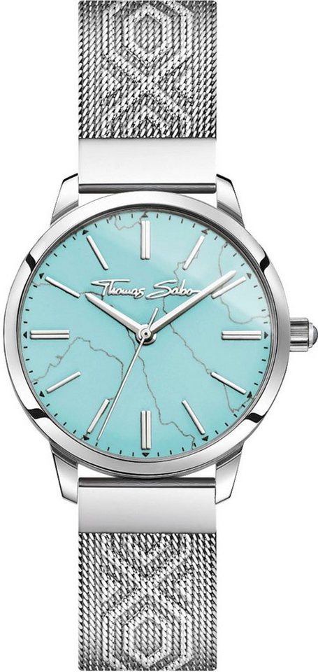 THOMAS SABO Quarzuhr ARIZONA SPIRIT WA0343-201-215-33 MM, Armbanduhr, Damenuhr, Hämatit-Stein auf der Krone, Edelstahlarmband von THOMAS SABO