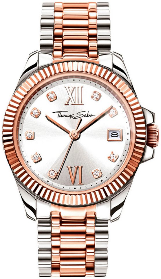 THOMAS SABO Quarzuhr DIVINE WA0219-272-201-33 MM, Armbanduhr,Damenuhr,Mineralglas m. Saphirbeschichtung,Edelstahlarmband von THOMAS SABO