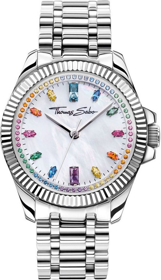 THOMAS SABO Quarzuhr DIVINE RAINBOW, Armbanduhr, Damenuhr, Zirkonia, Aquamarin, Amethyst, elegant von THOMAS SABO