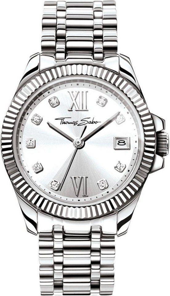 THOMAS SABO Quarzuhr DIVINE WA0252-201-201-33 MM, Armbanduhr,Damenuhr,Mineralglas m. Saphirbeschichtung,Edelstahlarmband von THOMAS SABO