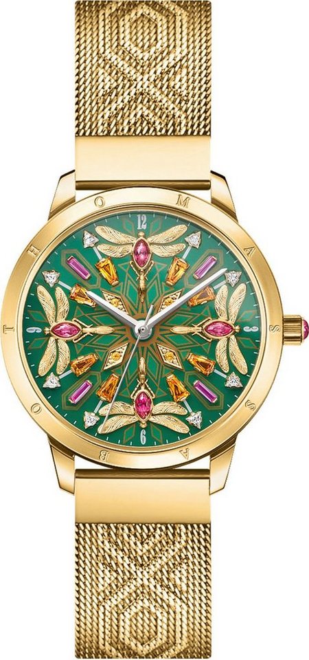 THOMAS SABO Quarzuhr KALEIDOSKOP LIBELLE WA0369-264-211-33 MM, Damenuhr, Armbanduhr, Schmucksteine, Libellen, Edelstahl von THOMAS SABO