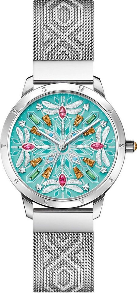 THOMAS SABO Quarzuhr KALEIDOSKOP LIBELLE WA0368-201-215-33 MM, Damenuhr, Armbanduhr, Schmucksteine, Libellen, Edelstahl von THOMAS SABO