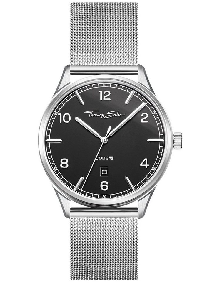 THOMAS SABO Quarzuhr Thomas Sabo WA0339-201-203 Code TS Silber Schwarz Unisex 40mm Thomas Sabo WA0339-201-203 Code TS Silber Schwarz Unisex 40mm von THOMAS SABO