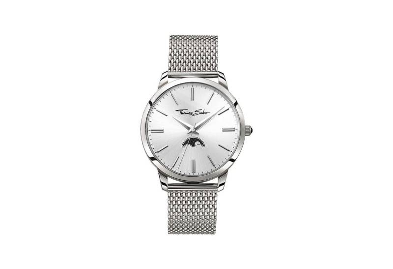 THOMAS SABO Quarzuhr WA0324-201-201 Herren-Uhr Rebel Spirit Moonphase Quarz Edelstahl-Band von THOMAS SABO