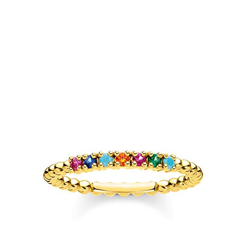 THOMAS SABO Ring Kugeln farbige Steine gold vergoldetes Silber TR2323-488-7-60 von THOMAS SABO