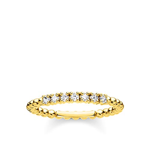 THOMAS SABO Ring Kugeln mit weißen Steinen gold vergoldetes Silber TR2323-414-14-56 von THOMAS SABO