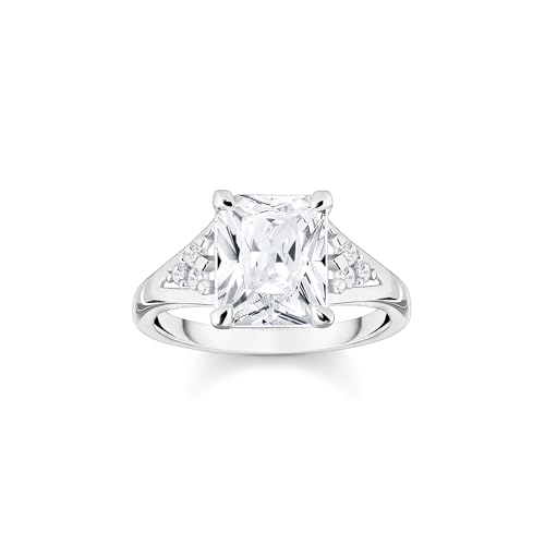 THOMAS SABO Ring weißer Stein Silber Recyceltes 925 Sterling Silber Zirkonia, Größe 58, TR2362-051-14-58 von THOMAS SABO