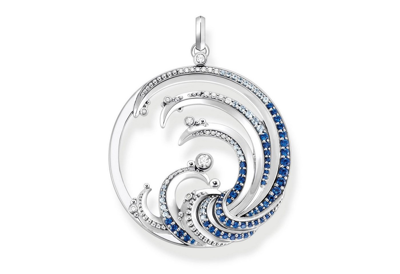 THOMAS SABO Runder Anhänger Silber Welle mit Blauen Steinen von THOMAS SABO