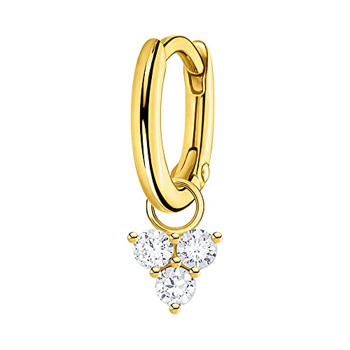 THOMAS SABO Damen Einzel Creole mit weiße Steine gold 925 Sterlingsilber, 750 Gelbgold Vergoldung SET0600-414-14 von THOMAS SABO