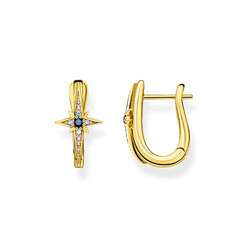 THOMAS SABO Sabo Creolen Royalty Stern mit Steinen aus 925 Sterlingsilber 750 Gelbgold Vergoldung, Maße: ca. 1,8cm x 1cm, CR678-959-7 THOMAS SABO Sabo Creolen Royalty Stern mit Steinen aus 925 Sterlingsilber 750 Gelbgold Vergoldung, Maße: ca. 1,8cm x 1cm, CR678-959-7 von THOMAS SABO
