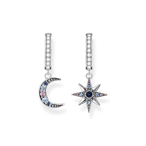 THOMAS SABO Sabo Creolen Royalty Stern und Mond mit Steinen aus 925 Sterlingsilber, Maße: ca. 2,9cm x 1,6cm, CR682-945-7 THOMAS SABO Sabo Creolen Royalty Stern und Mond mit Steinen aus 925 Sterlingsilber, Maße: ca. 2,9cm x 1,6cm, CR682-945-7 von THOMAS SABO