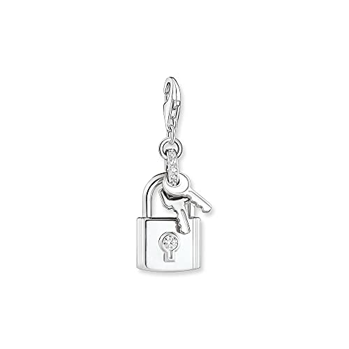 THOMAS SABO Damen Charm-Anhänger Schloss mit Schlüssel weiße Steine Charm Club 925 Sterlingsilber 1875-051-14 von THOMAS SABO