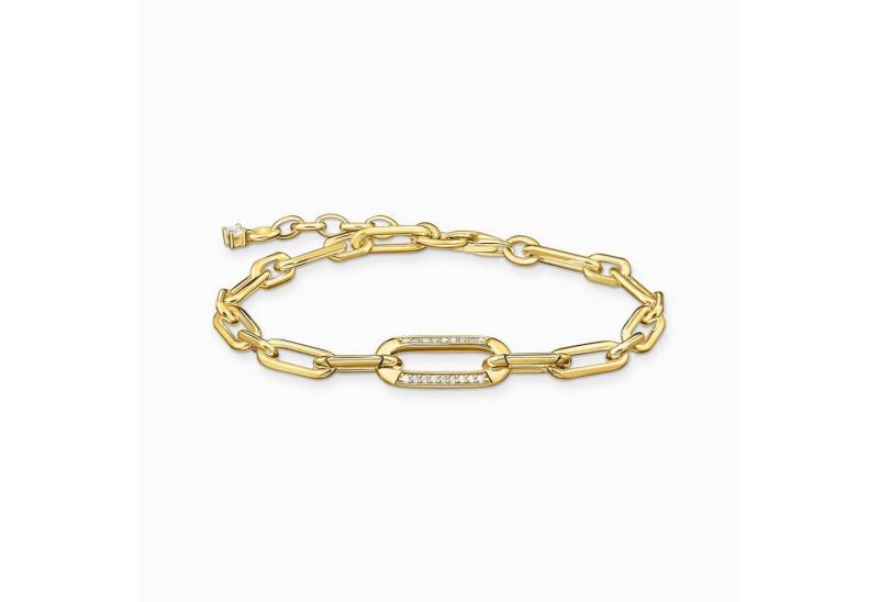 THOMAS SABO Silberarmband Gliederarmband mit steinbesetztem Ankerelement vergoldet von THOMAS SABO