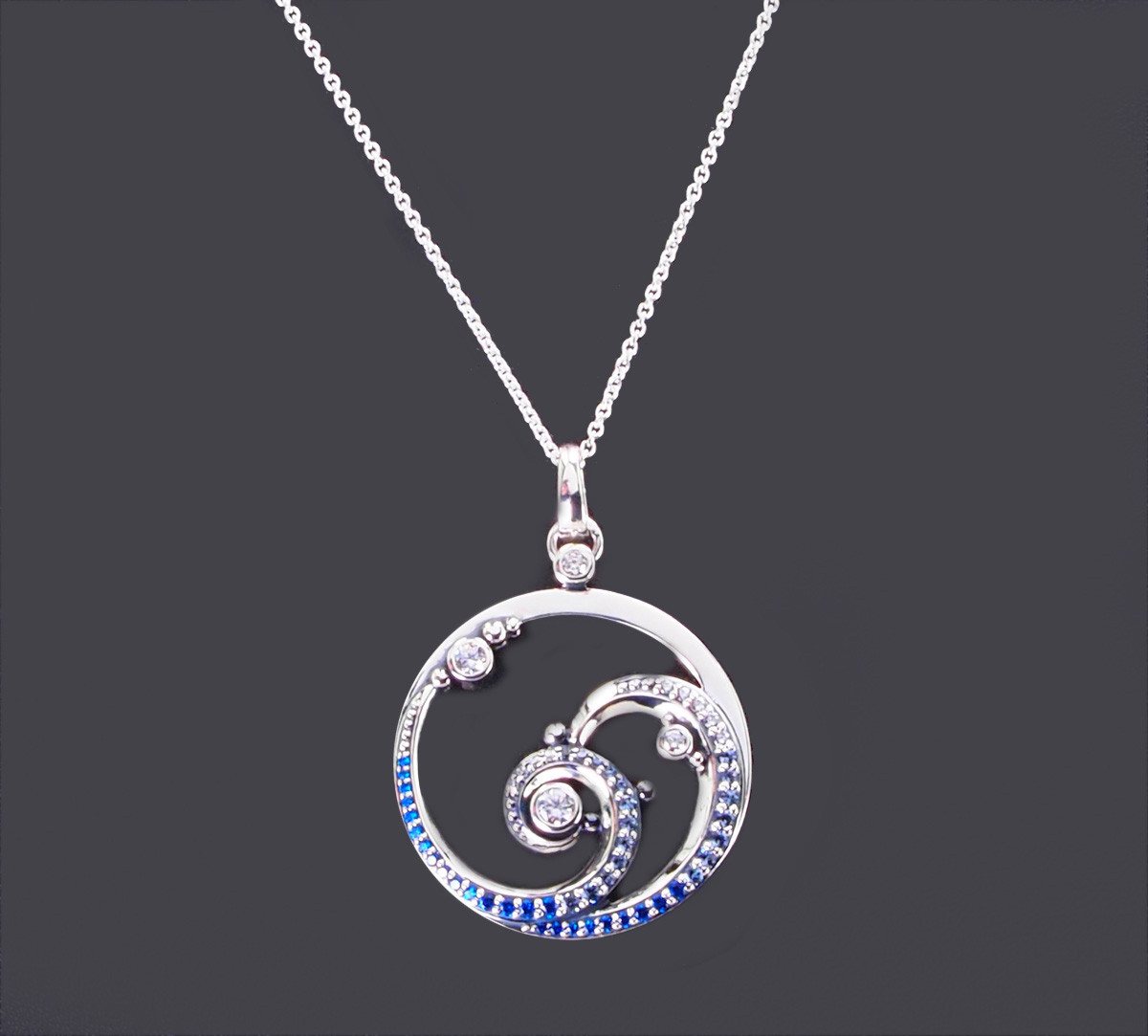 THOMAS SABO Silberkette Damen Halskette KE2143-644-1-L45V 925 Silber, Anhänger im Wellendesign : 26 mm Ø von THOMAS SABO