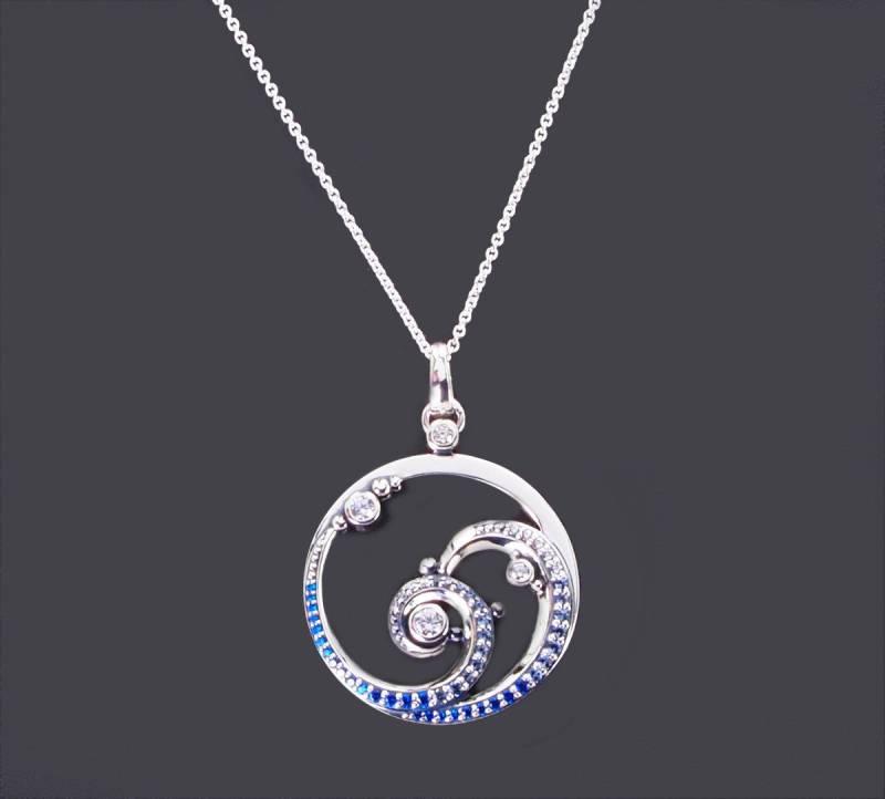 THOMAS SABO Silberkette Damen Halskette KE2143-644-1-L45V 925 Silber, Anhänger im Wellendesign : 26 mm Ø von THOMAS SABO