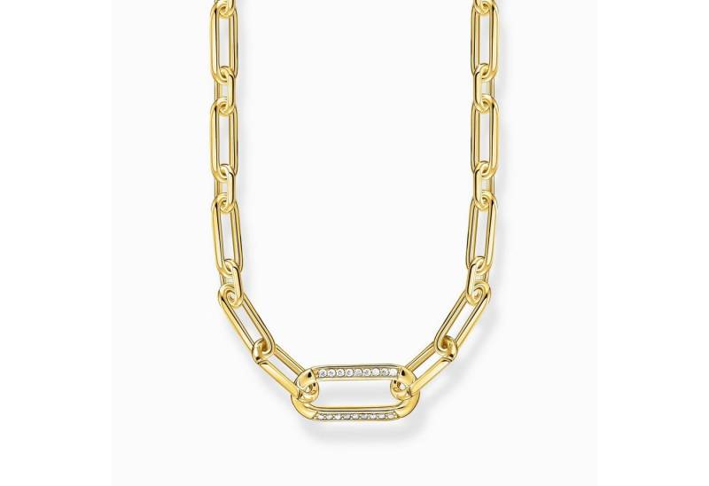 THOMAS SABO Silberkette Gliederkette mit steinbesetztem Ankerelement vergoldet von THOMAS SABO