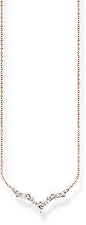 THOMAS SABO Silberkette Halskette Eiskristalle mit weißen Steinen - 750 Roségold Vergoldung von THOMAS SABO
