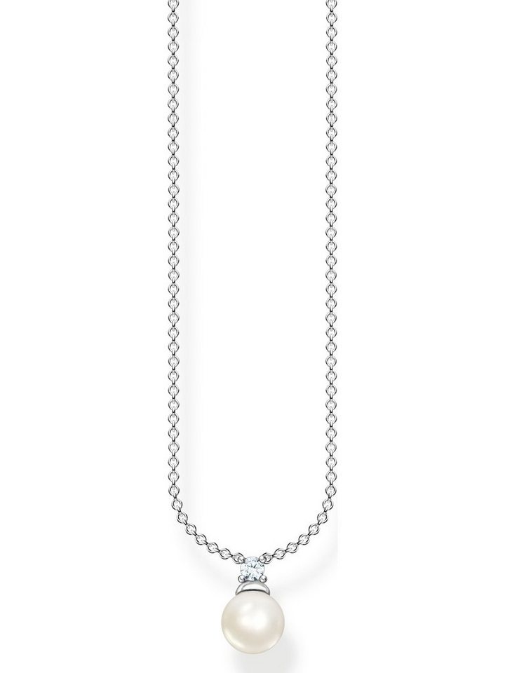 THOMAS SABO Silberkette Thomas Sabo Damen-Kette 925er Silber Perle, Charming von THOMAS SABO