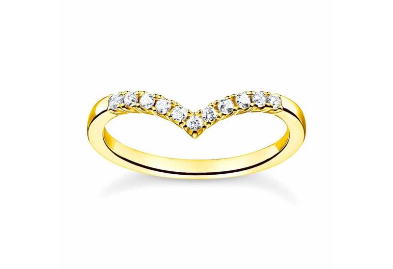 THOMAS SABO Silberring DamenV-Form mit Weißen en Goldfarben von THOMAS SABO