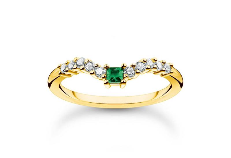 THOMAS SABO Silberring Grüner Stein Vergoldet von THOMAS SABO