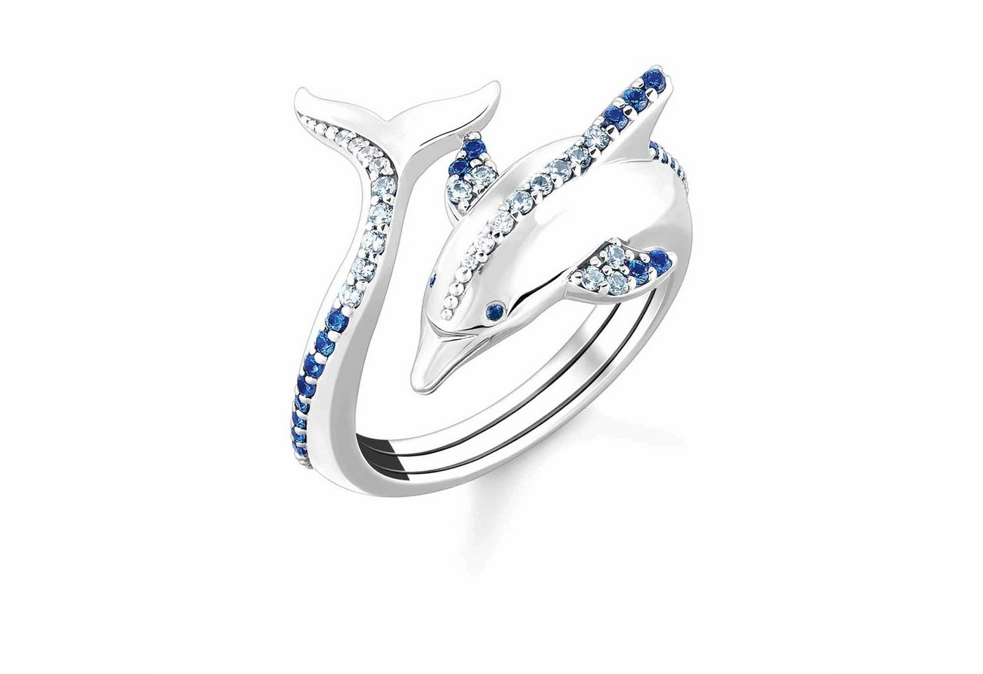 THOMAS SABO Silberring Silberring Delfin mit Blauen Steinen von THOMAS SABO