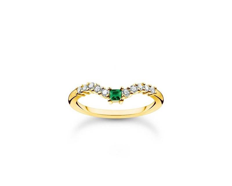 THOMAS SABO Silberring TR2398-971-7 Ring Damen Grüner Stein mit Weißen Steinen Gold Gr. 54 von THOMAS SABO