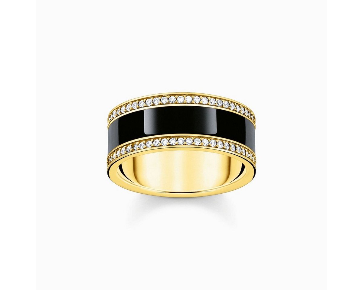THOMAS SABO Silberring TR2446-565-11 Bandring Schwarz Kaltemaille Zirkonia Vergoldet Gr. 56 von THOMAS SABO