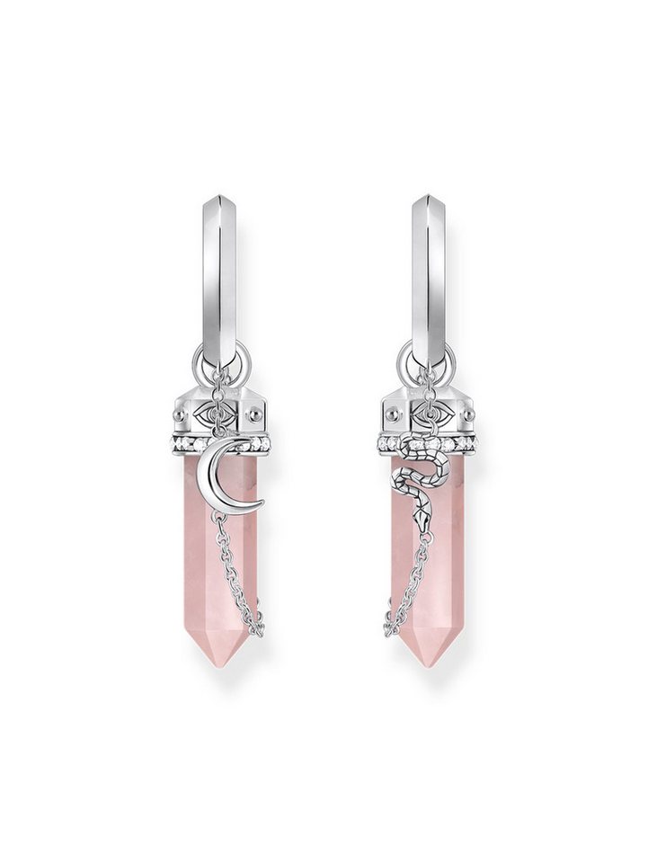 THOMAS SABO Single-Ohrstecker Thomas Sabo CR722-643-9 Silberne Creolen mit Rosa Kristall Anhänger & von THOMAS SABO