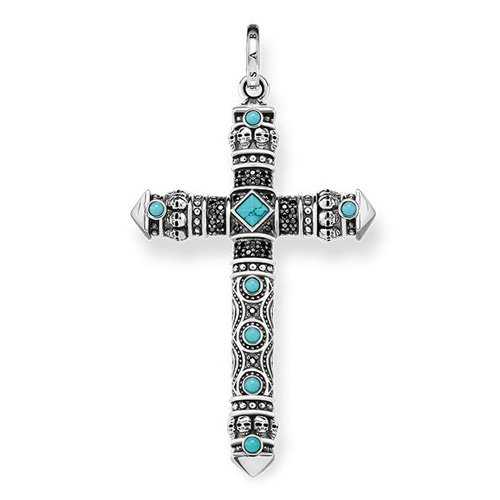 THOMAS SABO Unisex-Anhänger Silberner Ethno Kreuz 925 Silber Türkis - PE754-646-17 von THOMAS SABO