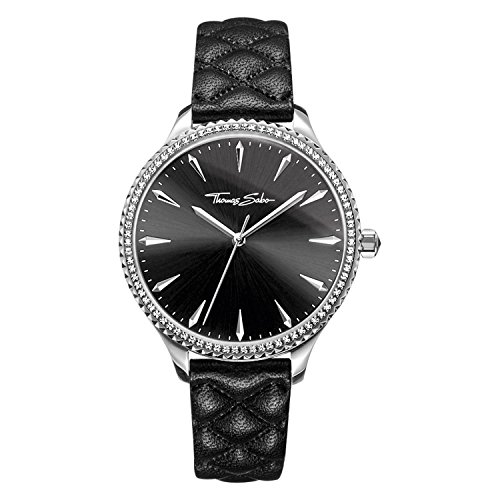 THOMAS SABO Unisex Erwachsene Analog Mechanik Uhr mit Leder Armband WA0322-221-203-38 von THOMAS SABO