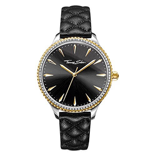 THOMAS SABO Unisex Erwachsene Analog Mechanik Uhr mit Leder Armband WA0323-221-203-38 von THOMAS SABO