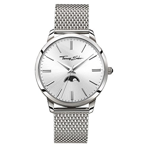THOMAS SABO Unisex Erwachsene Mondphase Quarz Uhr mit Edelstahl Armband WA0324-201-201-42 mm THOMAS SABO Unisex Erwachsene Mondphase Quarz Uhr mit Edelstahl Armband WA0324-201-201-42 mm von THOMAS SABO