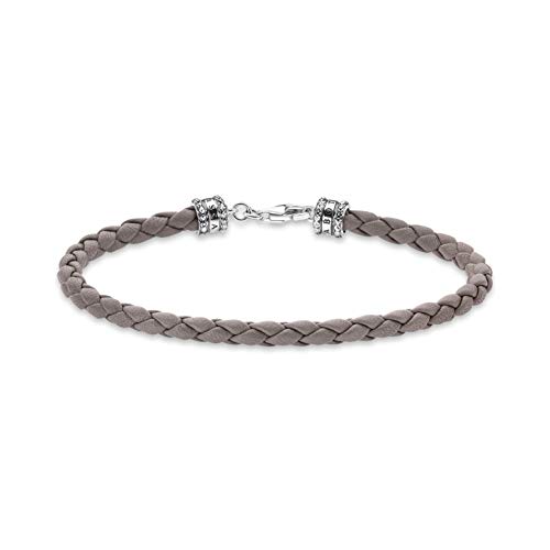 Thomas Sabo Unisex Lederarmband grau 925 Sterling Silber geschwärzt Leder A2011-682-5 von THOMAS SABO