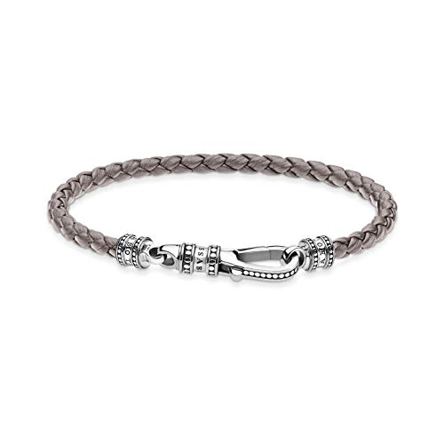 THOMAS SABO Unisex Lederarmband grau 925 Sterling Silber geschwärzt Leder A2012-682-5 von THOMAS SABO