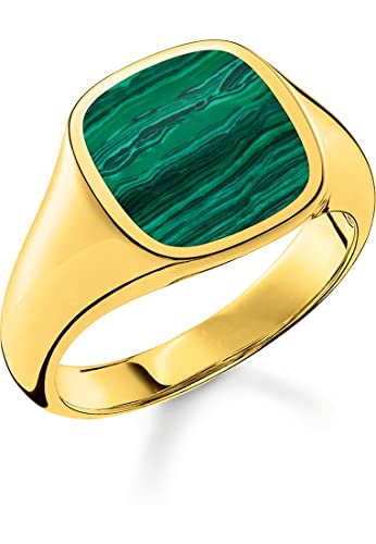 THOMAS SABO Unisex-Damenring 925er Silber Malachit 58, Gold 32022516 von THOMAS SABO