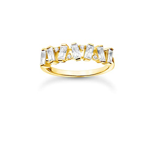 Thomas Sabo vergoldeter Ring mit Zirkonia Steinen im Baguette-Schliff in verschiedenen Fassungen, 750 Vergoldung, 925 Sterlingsilber, Ringgröße 54, TR2346-414-14-54 Thomas Sabo vergoldeter Ring mit Zirkonia Steinen im Baguette-Schliff in verschiedenen Fassungen, 750 Vergoldung, 925 Sterlingsilber, Ringgröße 54, TR2346-414-14-54 von THOMAS SABO
