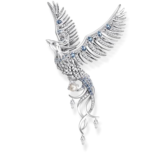 Thomas Sabo Phönix-Anhänger aus 925er Sterling-Silber mit Blauen Steinen, Höhe: 78mm, PE937-945-7 von THOMAS SABO