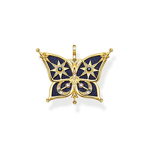 Thomas Sabo Sabo Anhänger Schmetterling Stern und Mond aus 925 Sterlingsilber 750er Gelbgold-Vergoldung, Maße: 2,4cm x 3cm, PE929-945-7 von THOMAS SABO